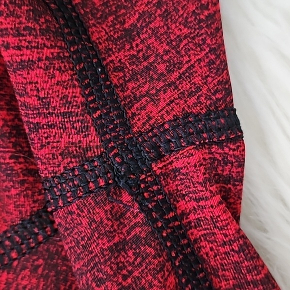 adidas Tech Fit Red and Black Heathered V-neck Long Sleeve Tee - Picture 10 of 12